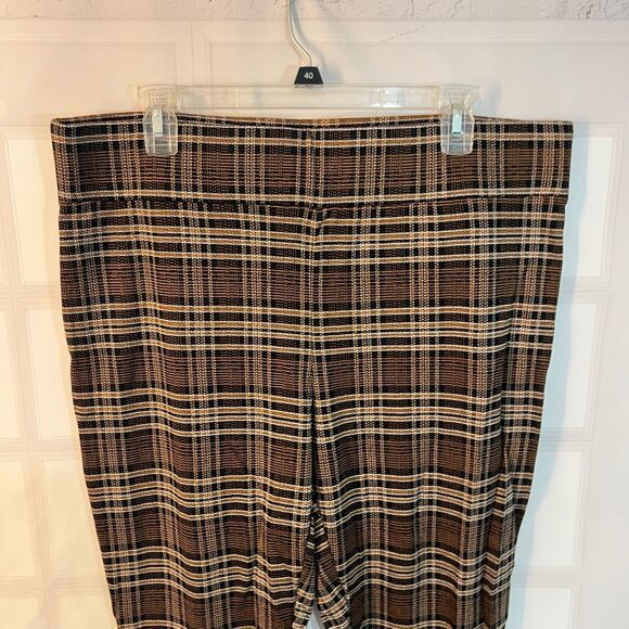 Loft yellow and black plaid thicker knit pull on leggings size  xl - Picture 2 of 6